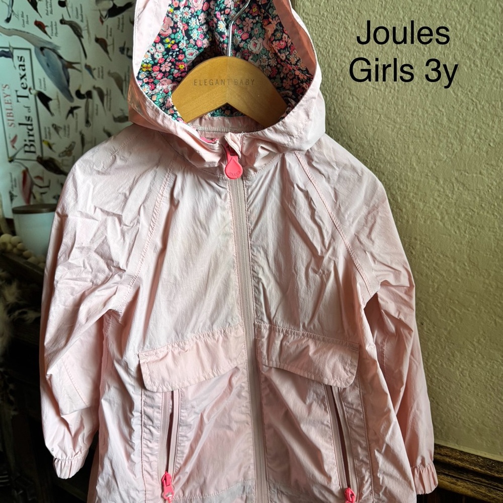 Joules Light Pink Floral-Lined Hooded Jacket